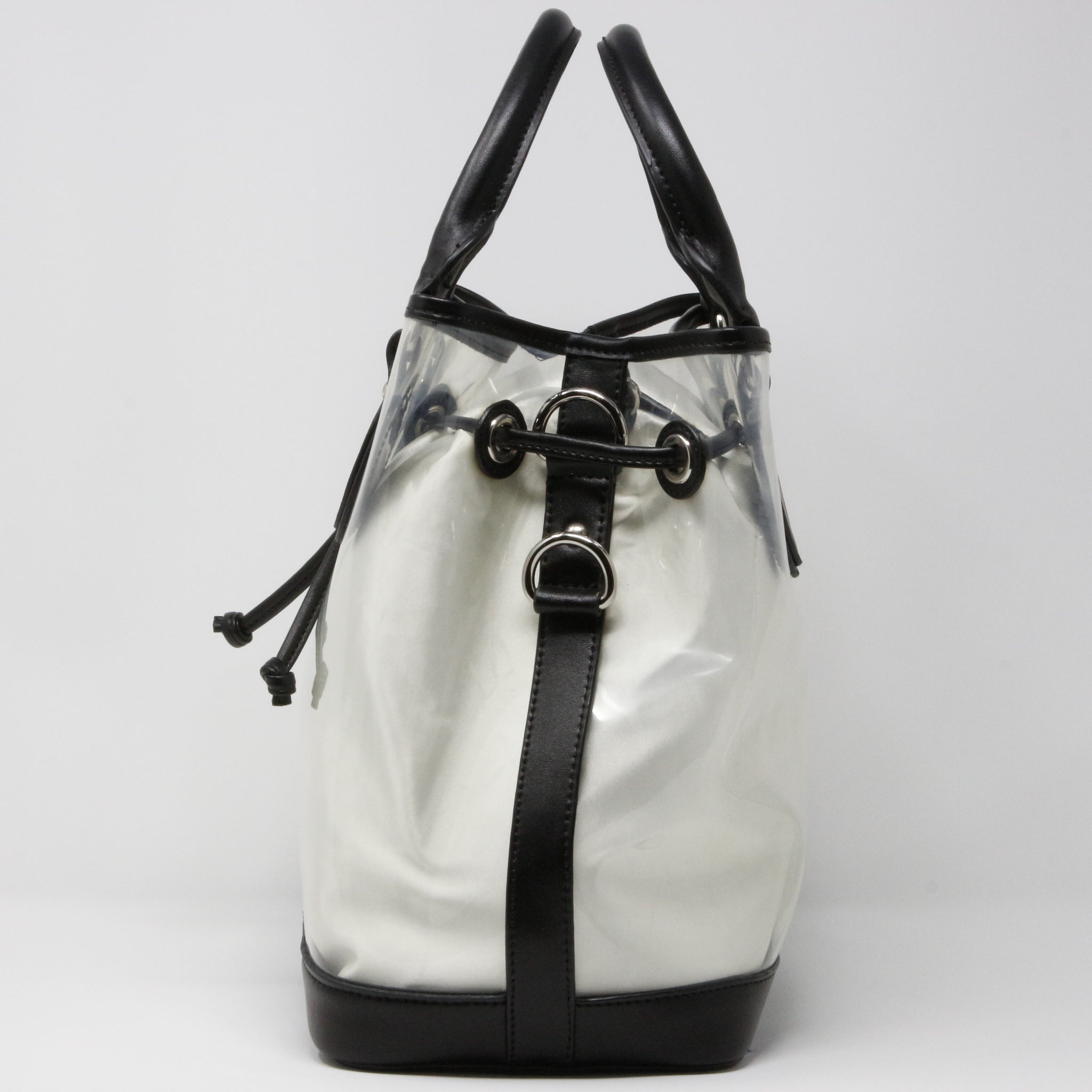 D Tote - Black Leather Clear Base